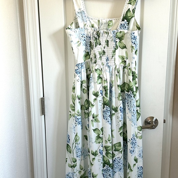 RIHOAS Floral Midi Dress - White and Green - Picture 4 of 7